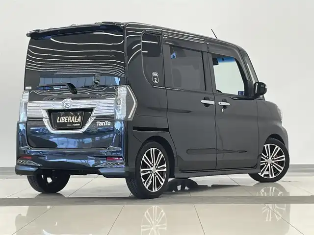 ダイハツ タント カスタム RS トップED SA Ⅲ 岡山県 2017(平29)年 4.8万km ブラックマイカメタリック スマートアシストIII/歩行者検知ブレーキ/社外ローダウンサス（RS-R）/ドラレコ/レーダー/DOPメモリナビ（NSZP-X67D）/CD/DVD/DTVフルセグ/BT/USB/コーナーセンサー/ドアバイザー/フォグライト/純正15インチアルミ/シートカバー/ステアリングS/W/左右パワースライドドア/社外ツイーター/ETC/１００Vパワーソケット