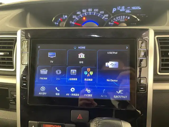 ダイハツ タント カスタム RS トップED SA Ⅲ 岡山県 2017(平29)年 4.8万km ブラックマイカメタリック スマートアシストIII/歩行者検知ブレーキ/社外ローダウンサス（RS-R）/ドラレコ/レーダー/DOPメモリナビ（NSZP-X67D）/CD/DVD/DTVフルセグ/BT/USB/コーナーセンサー/ドアバイザー/フォグライト/純正15インチアルミ/シートカバー/ステアリングS/W/左右パワースライドドア/社外ツイーター/ETC/１００Vパワーソケット