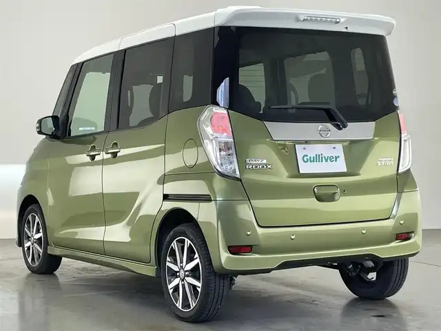 日産 デイズ ルークス ハイウェイスター Gターボ 愛知県 2018(平30)年 7.4万km ホワイトソリッド/プレミアムオリーブM 純正ナビ　全方位カメラ　クルコン　禁煙車　両側パワスラ　フルセグＴＶ　Ｂｌｕｅｔｏｏｔｈ　衝突軽減　クルコン　純正ドラレコ　ＥＴＣ　コーナーセンサー　ロールシェード　ハーフレザー　ＬＥＤライト　フォグ　ツートンカラー　ステスイ　純正フロアマット　リアサーキュレーター　ツートンカラー