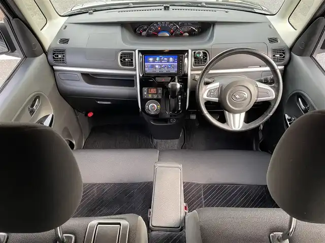 ダイハツ タント カスタム RS SA 三重県 2014(平26)年 12.7万km ブラックマイカメタリック 登録時126793km/純正ナビ/(AM/FM/TV/USB/CD/DVD/Bluetooth)/ワンセグTV/ETC/バックカメラ/両側パワースライドドア/アイドリングストップ/フォグランプ/LED/オートライト/純正フロアマット/純正ホイール/プリクラッシュ/横滑り防止装置/ステアリングスイッチ/ドアバイザー/電格ミラー/プッシュスタート/スマートキー