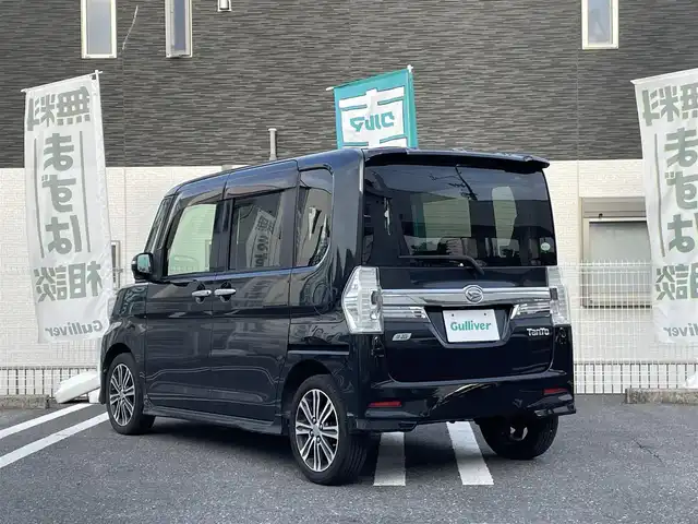 ダイハツ タント カスタム RS SA 三重県 2014(平26)年 12.7万km ブラックマイカメタリック 登録時126793km/純正ナビ/(AM/FM/TV/USB/CD/DVD/Bluetooth)/ワンセグTV/ETC/バックカメラ/両側パワースライドドア/アイドリングストップ/フォグランプ/LED/オートライト/純正フロアマット/純正ホイール/プリクラッシュ/横滑り防止装置/ステアリングスイッチ/ドアバイザー/電格ミラー/プッシュスタート/スマートキー