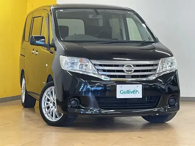 日産 セレナ 20X Sハイブリッド 群馬県 2012(平24)年 5.9万km スーパーブラック ALPINEフリップダウンモニター/純正SDナビ/・フルセグTV/・CD/DVD/BT/・AUX/SD/AM.FM/バックカメラ/ビルトインETC/クルーズコントロール/両側電動スライドドア/スマートキー×2/プッシュスタート/アイドリングストップ/オートライト/社外17インチAW/純正15インチAW積込/純正フロアマット/ドアバイザー/電動格納ウィンカーミラー/横滑り防止システム
