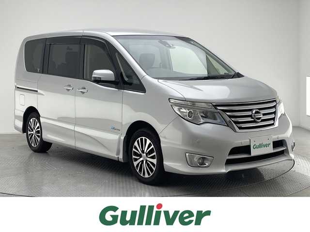 日産 セレナ ハイウェイS S HV Aセーフ 兵庫県 2014(平26)年 7万km ブリリアントシルバー エマージェンシーブレーキ/純正SDナビ/　　CD/DVD/BT/フルセグ/MSV/USB/AUX/アラウンドビューモニター/両側パワースライドドア/クルーズコントロール/LEDオートライト/純正16インチAW/コーナーセンサー/前後ドライブレコーダー/レーンアシスト/アイドリングストップ/横滑り防止装置/スマートキー/ビルトインETC