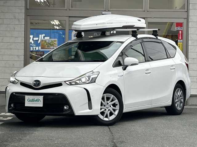 トヨタ プリウス α G 岩手県 2017(平29)年 6.5万km スーパーホワイトⅡ 純正ナビNSZT-Y66T/バックカメラ /ハーフレザーシート /フルセグTV /フロントカメラ /レーダークルコン/衝突軽減装置 /運転席パワーシート /ビルトインETC /社外ドラレコ /社外GPSレーダー /オートハイビーム/オートライト/フォグランプ/オールオートPW/革巻きステアリング/ナビステアリングスイッチ/純正エンジンスターター/スマートキー×2/リアワイパー/ルーフボックスTHULE/社外AWスタッドレスタイヤ/(205/60/R16　2024年製7分山)/ドアバイザー/フロアマット/保証書　取説　ナビ取説