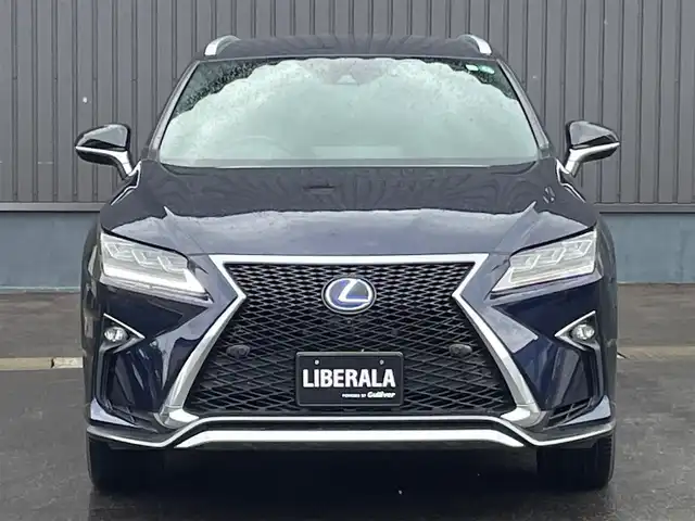 レクサス ＲＸ 450h Fスポーツ 青森県 2018(平30)年 7.3万km ディープブルーマイカ /4WD/マークレビンソン /純正ナビ/ (フルセグTV/DVD/Bt/ブルーレイ/AUX/USB)/全方位カメラ/ヘットアップディスプレイ/プリクラッシュセーフティ/レーントレーシング/ブラインドスポット/レーダークルーズ/黒革シート/D席メモリー付き/　全席パワーシート /前席シートベンチレーション/　/シートヒーター /ステアヒーター/電動チルトステア/革巻きステア/ノブ/パドルシフト/ミラーヒーター/三眼LEDオートライト/オートマチックハイビーム/シーケンシャルウインカー/電動バックドア/前後バンパーソナー/リア5面プライバシーガラス＋/　スモークフィルム/シルバールーフレール/ETC2.0/ドライブレコーダー/純正ドアバイザー/純正フロアマット/W/サイド/カーテン/ニーエアバッグ/スマートキーx2/カードキー/保証書/取説/ナビ取説