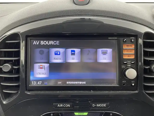 日産 ジューク 16GT FOUR タイプV 群馬県 2012(平24)年 8.8万km ブリリアントホワイトパール 純正7インチナビ(AM/FM/フルセグTV/AUX/SD)/バックモニター/社外前後方ドライブレコーダー/4WD/電動格納ミラー/ETC/プッシュスタート/スマートキー/スペアキー/オートライト