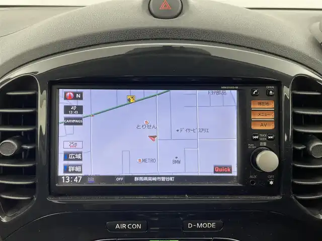 日産 ジューク 16GT FOUR タイプV 群馬県 2012(平24)年 8.8万km ブリリアントホワイトパール 純正7インチナビ(AM/FM/フルセグTV/AUX/SD)/バックモニター/社外前後方ドライブレコーダー/4WD/電動格納ミラー/ETC/プッシュスタート/スマートキー/スペアキー/オートライト