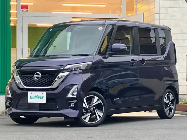 日産 ルークス HWS Gターボ プロパイロットED 静岡県 2020(令2)年 1.5万km アメジストパープル エンジンスタートボタン/パワーステアリング/パワーウィンドウ/保証書/取扱説明書/アイドリングストップ/ターボ/オートエアコン/クルーズコントロール/USB入力端子/ETC/全方位カメラ/純正SDナビ（CD/DVD/BT/フルセグ）/ドライブレコーダー前後/ウォークスルー/純正フロアマット/両側パワースライドドア/純正アルミホイール/ABS/横滑り防止装置/コーナーセンサー前後/レーンキープアシスト/オートライト/LEDヘッドライト/W＋サイドエアバック/衝突軽減システム/プロパイロット