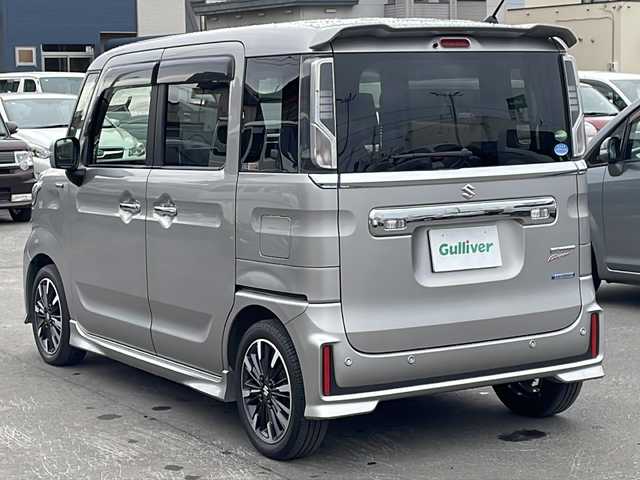 スズキ スペーシア カスタム HYBRID XS ターボ 道北・旭川 2019(令1)年 2.3万km スチールシルバーM 4WD/社外SDナビ/ CD/DVD/SD/MSV/BT/フルセグ/スズキセーフティサポート/デュアルサポートブレーキ/レーンキープ /クルーズコントロール/コーナーセンサー /パドルシフト/アイドリングストップ/両側パワースライドドア /ハーフレザー/シートヒーター /ミラーヒーター /オートライト/LEDヘッドライト/フォグライト/サーキュレーター/エンジンスターター /ETC/サンシェード/純正フロアマット/ドアバイザー
