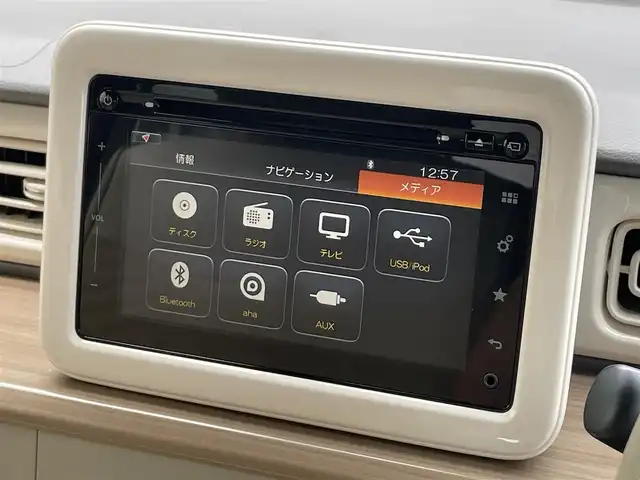 スズキ ラパン X 静岡県 2015(平27)年 5.6万km コフレピンクパールメタリック AIS検査済み4点/レーダーブレーキサポート /純正ナビ　/地デジ　/BT /USB /全方位カメラ　/運転席シートヒーター　/オートライト /純正１４インチAW /ETC /社外前後ドラレコ　/スマートキー  /スペアキー  /保証書　/取説