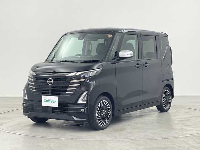 日産 ルークス HWS Gターボ アーバンクロム プロパイロットED 群馬県 2025(令7)年 0.1万km ブラック 純正９型ナビ　フルセグＴＶ　全周囲カメラ　プロパイロット　ハンズフリー両側電動スライドドア　衝突被害軽減ブレーキ　レーンアシスト　オートハイビーム　ＬＥＤヘッドライト／フォグライト　スマートキー　禁煙