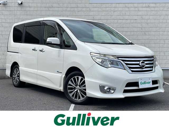 日産 セレナ ハイウェイスター Sハイブリッド 栃木県 2014(平26)年 4.7万km ブリリアントホワイトパール 純正SDナビ/・Bluetooth CD DVD/・TV フルセグ/・バックカメラ/純正フリップダウン後席モニター/アイドリングストップ/クルーズコントロール/両側パワースライドドア/レザーシート/ETC/ドライブレコーダー/LEDヘッドライト/衝突被害軽減システム/レーンキープアシスト