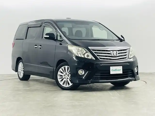 トヨタ アルファード 240S 福島県 2012(平24)年 10.6万km ブラック 社外ナビ/・フルセグ/CD/DVD/SD/MSV/BT/USB/・バックカメラ/・ETC/社外フリップダウンモニター/サンルーフ/社外ドライブレコーダー/両側パワースライドドア/オットマン/革巻きステアリング/・ステアリングスイッチ/・オートライト/・フォグランプ/プッシュスタート/・スマートキー/電動格納ミラー/・ウィンカーミラー/純正フロアマット/ドアバイザー