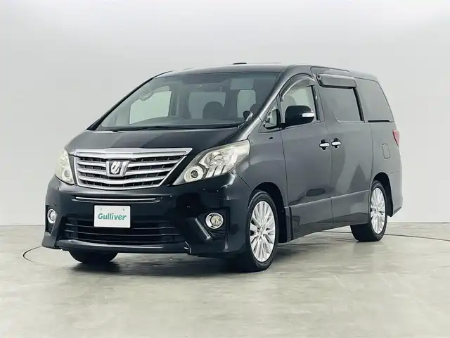 トヨタ アルファード 240S 福島県 2012(平24)年 10.6万km ブラック 社外ナビ/・フルセグ/CD/DVD/SD/MSV/BT/USB/・バックカメラ/・ETC/社外フリップダウンモニター/サンルーフ/社外ドライブレコーダー/両側パワースライドドア/オットマン/革巻きステアリング/・ステアリングスイッチ/・オートライト/・フォグランプ/プッシュスタート/・スマートキー/電動格納ミラー/・ウィンカーミラー/純正フロアマット/ドアバイザー