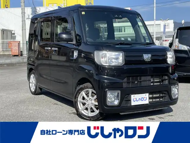 ダイハツ ウェイク L SA Ⅲ 山梨県 2018(平30)年 8.4万km ブラックマイカメタリック (株)IDOMが運営する【じしゃロン甲府店】の自社ローン専用車両になります。/こちらは現金またはオートローンご利用時の価格です。自社ローンご希望の方は別途その旨お申付け下さい/スマートアシストIII/衝突被害軽減ブレーキ/横滑り防止装置/アイドリングストップ/両側パワースライドドア/社外メモリーナビ（MDV-D305)/ワンセグTV/CD/SD/BTオーディオ/USB/バックカメラ/ステアリングリモコン/オートライト/オートマチックハイビーム/フォグランプ/新車時保証書/取扱説明書/ナビ取扱説明書