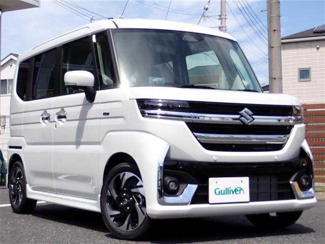 スズキ スペーシア カスタム HYBRID XS 千葉県 2024(令6)年 0.1万km未満 ピュアホワイトP 【届出済未使用車】/【ピュアホワイトパール（ZVR）】/純正９型ナビ（メーカーOP）/・Apple CarPlay/android auto/・フルセグTV/・AM/FMラジオ/・Blue tooth対応/・全方位モニター/スズキセーティサポート/両側パワースライドドア /LEDヘッドライト/シートヒーター/プッシュスタート/スマートキー2本/プレミアムUV/IRカットガラス/サイド/カーテンエアバッグ/保証書/取扱説明書/