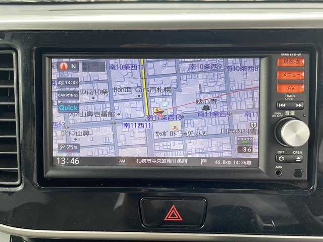 日産 デイズ ルークス X 道央・札幌 2015(平27)年 6.1万km プレミアムパープルP 4WD/純正ナビ(AM/FM/CD/TV/CD/SD)/純正フロアマット/純正ドアバイザー/ETC/アイドリングストップ/パワースライド左側/衝突被害軽減システム/横滑り防止/シートヒーターD席/バックカメラ/プッシュスタート/インテリジェントキー/サンシェード