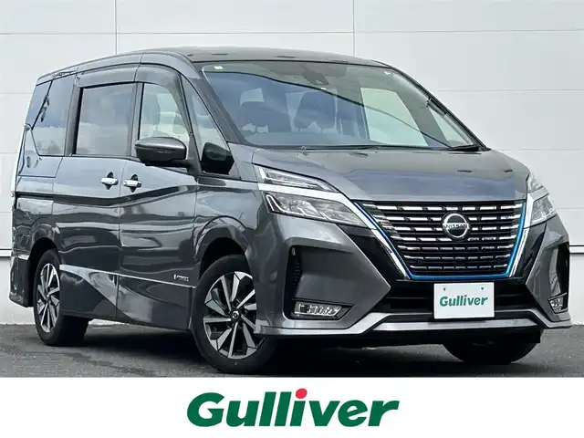 日産 セレナ e－パワー ハイウェイスター V 佐賀県 2020(令2)年 5.5万km ダークメタルグレー 7人乗り/プロパイロット/エマージェンシーブレーキ/インテリジェントクルーズコントロール/車線逸脱警報/車線逸脱防止支援/側方支援/後側方支援/前後ソナー/パーキングアシスト/純正10型SDナビ/・アラウンドビューカメラ/・フルセグTV/BT/CD/DVD/後席モニター/両側パワースライドドア/純正15インチAW/純正前方ドラレコ(DJ4－D)/社外後付け後方ドラレコ/レーダー探知機(CSD-610FHR)/LEDヘッドライト/オートライト/ETC/電動パーキングスイッチ/スペアキー×１/取扱説明書/保証書