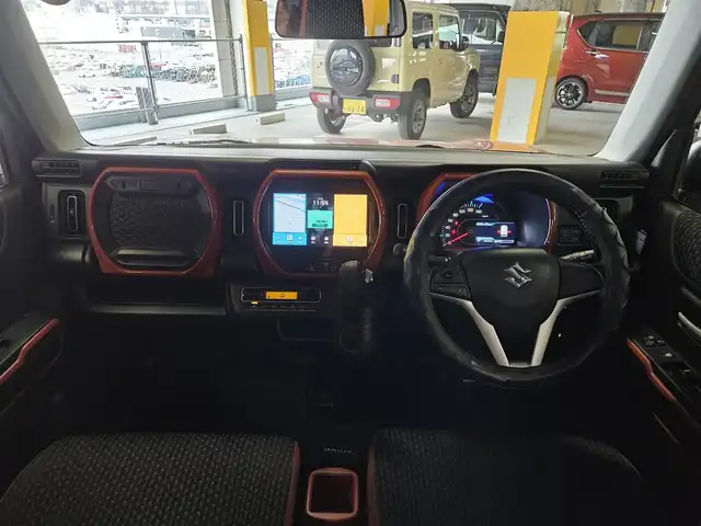 スズキ ハスラー HYBRID X 福岡県 2021(令3)年 9.4万km バーミリオンオレンジ/ガンメタリック2トーン 純正MOP9型ナビ/フルセグTV/全方位モニター/ビルトインETC/ドライブレコーダー/セーフティサポート/・衝突被害軽減ブレーキ/・車線逸脱警報/・前後誤発進抑制/・先行車発進お知らせ機能/・ハイビームアシスト/LEDヘッドランプ/革巻きステアリング/ステアリングカバー付/前席シートヒーター/純正15インチアルミホイール/スマートキー/プッシュエンジンスタート/禁煙車