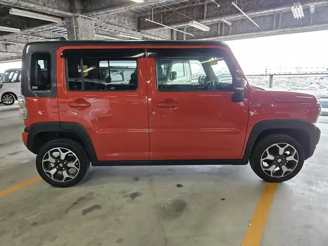 スズキ ハスラー HYBRID X 福岡県 2021(令3)年 9.4万km バーミリオンオレンジ/ガンメタリック2トーン 純正MOP9型ナビ/フルセグTV/全方位モニター/ビルトインETC/ドライブレコーダー/セーフティサポート/・衝突被害軽減ブレーキ/・車線逸脱警報/・前後誤発進抑制/・先行車発進お知らせ機能/・ハイビームアシスト/LEDヘッドランプ/革巻きステアリング/ステアリングカバー付/前席シートヒーター/純正15インチアルミホイール/スマートキー/プッシュエンジンスタート/禁煙車