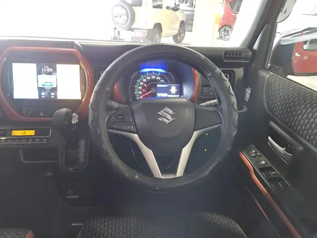 スズキ ハスラー HYBRID X 福岡県 2021(令3)年 9.4万km バーミリオンオレンジ/ガンメタリック2トーン 純正MOP9型ナビ/フルセグTV/全方位モニター/ビルトインETC/ドライブレコーダー/セーフティサポート/・衝突被害軽減ブレーキ/・車線逸脱警報/・前後誤発進抑制/・先行車発進お知らせ機能/・ハイビームアシスト/LEDヘッドランプ/革巻きステアリング/ステアリングカバー付/前席シートヒーター/純正15インチアルミホイール/スマートキー/プッシュエンジンスタート/禁煙車