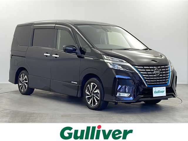 日産 セレナ e－パワー ハイウェイスター V 栃木県 2021(令3)年 5.1万km ダイヤモンドブラック 禁煙車/プロパイロット/　エマージェンシーブレーキ/　前方予測警報/　アダプティブLEDヘッドライト/　車線逸脱防止支援システム/　車線逸脱警報/　後側方衝突防止支援システム/　後側方車両検知警報/　標識検知機能/　後退時車両検知警報/　インテリジェントアラウンドビューモニター/社外9インチメモリーナビ /Bluetooth/フルセグTV/CD/DVD/HDMI/AUX/寒冷地仕様/純正デジタルインナーミラー/フリップダウンモニター/ビルトインETC/両側パワースライドドア/シートヒーター(D/N席)/ステアリングヒーター/社外ドライブレコーダー/電動パーキングブレーキ(HOLDスイッチ付)/ドアバイザー/スマートキー/プッシュスタート/フロアマット