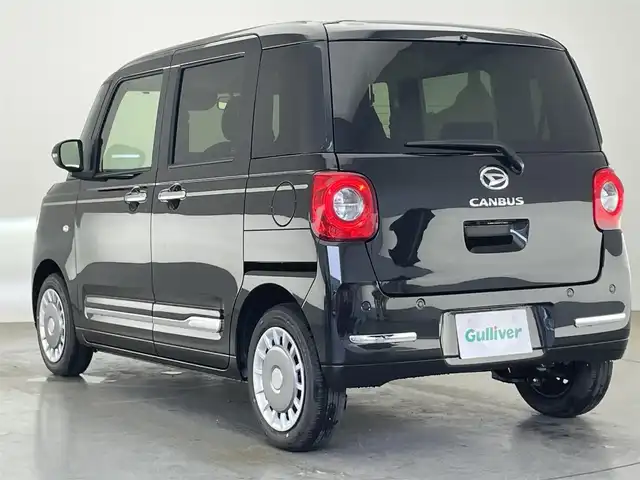 ダイハツ ムーヴ キャンバス セオリー G ターボ 愛知県 2025(令7)年 0.1万km未満 ブラックマイカメタリック 届出済未使用車　純正ナビ　フルセグＴＶ　バックカメラ　シートヒーター　ナビ連動前後ドラレコ　両側パワスラ　スマアシIII　衝突軽減　追従クルコン　コーナーセンサー　ＬＥＤオートライト　フォグランプ　禁煙車