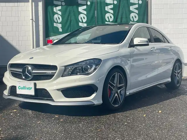 メルセデス・ベンツ ＣＬＡ４５ 4マチック 新潟県 2015(平27)年 0.6万km 白 メモリナビ/フルセグテレビ/バックカメラ/アイドリングストップ/ウィンカーミラー/キャプテンシート/クルーズコントロール/サンルーフ/プッシュスタート/ETC/クリアランスソナー/オートライト/４WD/パワーシート/パークトロニック/コーナーセンサー/Bluetooth/ハンズフリー/横滑り防止/パドルシフト