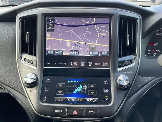 トヨタ クラウン ハイブリッド アスリートS ブラックスタイル 岡山県 2014(平26)年 6.6万km プレシャスブラックパール 純正HDDナビ/フルセグTV、CD、DVD、AM、FM、Bluetooth/バックカメラ/前後コーナーセンサー/クルーズコントロール/純正18インチスパッタリング塗装アルミホイール