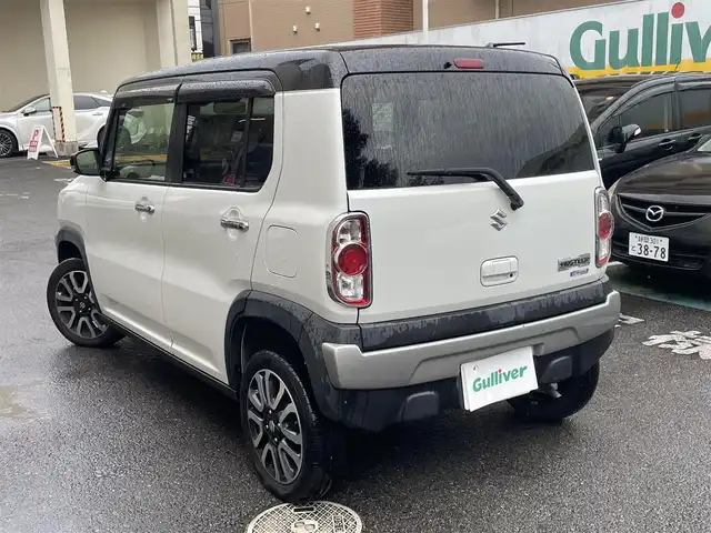 スズキ ハスラー J 静岡県 2019(令1)年 4.8万km ピュアホワイトパール/ブラック2トーン 社外オーディオ(CD/BT/AUX)/衝突軽減ブレーキ/レーンキープアシスト/LEDヘッドライト/LEDフォグ/純正15インチAW/スマートキー×2/保証書/取扱説明書