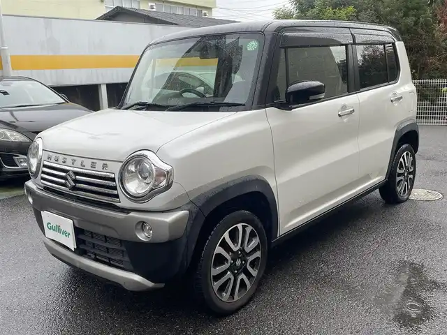 スズキ ハスラー J 静岡県 2019(令1)年 4.8万km ピュアホワイトパール/ブラック2トーン 社外オーディオ(CD/BT/AUX)/衝突軽減ブレーキ/レーンキープアシスト/LEDヘッドライト/LEDフォグ/純正15インチAW/スマートキー×2/保証書/取扱説明書