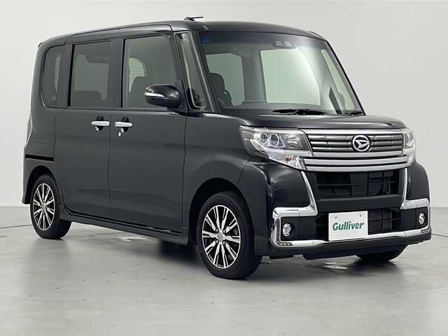 ダイハツ タント カスタム X トップED SA Ⅲ 岐阜県 2017(平29)年 5.1万km ブラックマイカメタリック 社外ナビ/（BT/フルセグ/CD/DVD/SD）/衝突被害軽減システム/レーンキープアシスト/バックカメラ/ETC/コーナーセンサー後方/片側パワースライドドア/スマートキー/プッシュスタート/ハーフレザー/シートヒーター（運転席）/純正アルミホイール/純正フロアマット/オートマチックハイビーム/LEDヘッドライト/オートライト