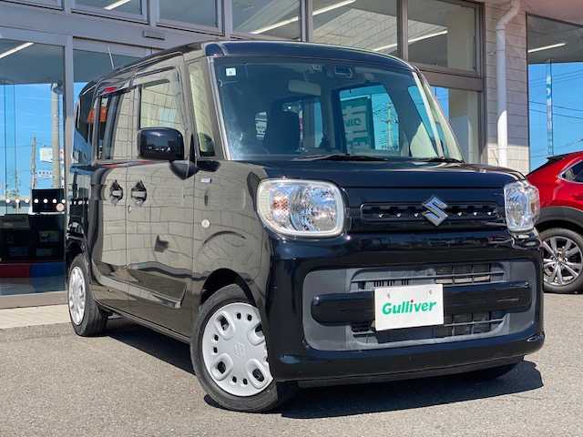 スズキ スペーシア HYBRID G 青森県 2019(令1)年 4.4万km ブルーイッシュブラックパール3 衝突被害軽減ブレーキ/レーンアシスト/コーナーセンサー/社外ナビ(BT/フルセグ/DVD/CD/ラジオ)/オートライト/スペアキー/ETC/シートヒーター/ヘッドライトレベライザー/新車時保証書/取扱説明書