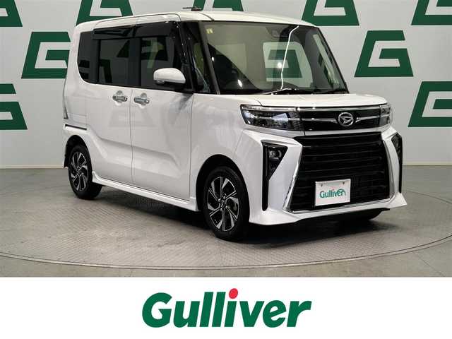 ダイハツ タント カスタム X 鹿児島県 2023(令5)年 0.9万km シャイニングホワイトパール スマートアシスト/　・衝突回避支援ブレーキ機能/　・衝突警報機能/　・ブレーキ制御付誤発進抑制機能(前方・後方)/　・車線逸脱抑制制御機能/　・車線逸脱警報機能/　・路側逸脱警報機能/　・ふらつき警報/　・先行車発進お知らせ機能/　・標識認識機能/　・アダプティブドライビングビーム/　・サイドビューランプ/アイドリングストップ/両側パワースライドドア/社外7インチSDナビ【MDV-D710W】/　（CD/DVD/ワンセグ/Bluetooth/SD）/社外ビルトインETC/バックカメラ/ステアリングリモコン/ハーフレザーシート/前席シートヒーター/前後コーナーセンサー/純正LEDヘッドライト/フォグランプ/オートライト/電動格納ミラー/社外フロアマット/ロール式サンシェード/純正14インチアルミ