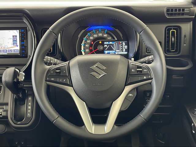 スズキ ハスラー HYBRID X 秋田県 2025(令7)年 0.6万km クールカーキパールメタリック/ソフトベージュメタリック 4WD/スズキセーフティサポート/社外メモリナビ/　（CD/Bluetooth）/バックカメラ/クルーズコントロール/ステアリングスイッチ/革巻きハンドル/前席シートヒーター/ETC/社外フロアマット/純正アルミホイール/LEDヘッドライト/フォグランプ/オートライト/スマートキー/スペアキー