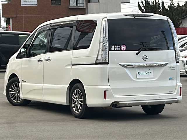 日産 セレナ ライダー S HV Aセーフティ 山口県 2014(平26)年 8.2万km ブリリアントホワイトパール 〇純正ナビ/〇全方位カメラ　/〇フリップダウンモニター　/〇クルーズコントロール　/〇ドライブレコーダー　/〇ＥＴＣ　/〇バックカメラ　/〇両側パワースライドドア　/〇アイドリングストップ　/〇社外１５インチアルミホイール/〇衝突軽減ブレーキ