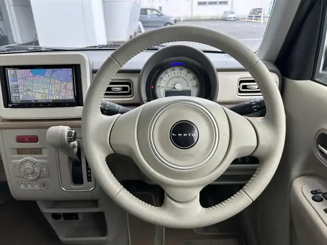 スズキ ラパン X 静岡県 2019(令1)年 4.3万km フレンチミントPM デュアルセンサーブレーキサポート/ストラーダナビ/ＴＶ/ＤＶＤ再生/ＢＴオーディオ/ＥＴＣ/車線逸脱警報/リヤパーキングセンサー/Ｄ席シートヒーター/プッシュスタート/ＨＩＤヘッドライト/純正１４ＡＷ