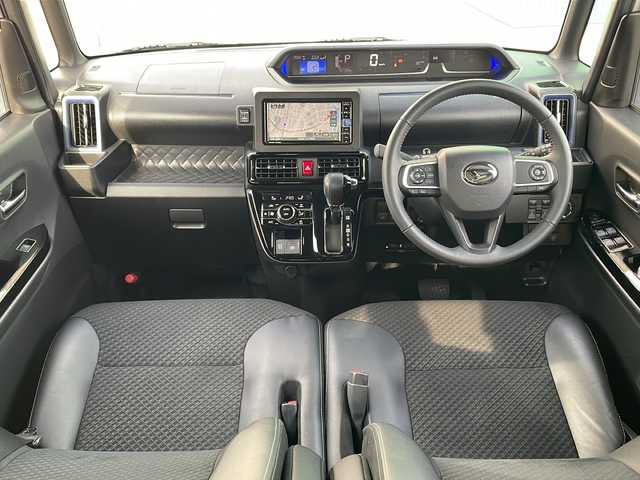 ダイハツ タント カスタム RS スタイルセレクション 青森県 2022(令4)年 1.6万km ブラックマイカメタリック/シャイニングホワイトパール 4WD・ターボ/純正メモリナビ・フルセグTV/CD・DVD・Bluetooth・SD/バックカメラ/合皮コンビシート/前席シートヒーター/両側パワースライドドア/スマートアシスト/衝突軽減ブレーキ/追従クルーズコントロール/レーンキープコントロール/アダプティブドライビングビーム/コーナーセンサー/シートバックテーブル/ビルトインETC/LEDヘッドライト/LEDフォグランプ/純正15インチアルミ/スマートキー/プッシュスタート