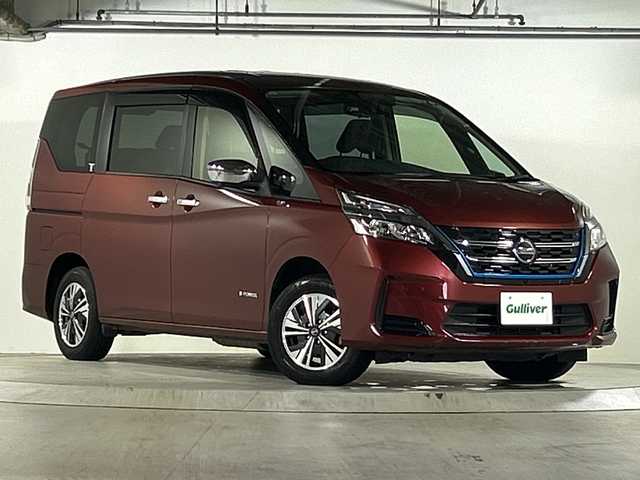 日産 セレナ e－パワー X 広島県 2019(令1)年 6.5万km マルーンレッド 禁煙/福祉車両/セーフティパックA/エマージェンシーブレーキ/車線逸脱警報/道路標識認識/ハイビームアシスト/クルーズコントロール/コーナーセンサー/純正１０インチナビ/・フルセグ/CD/DVD/Blu-ray/SD/REC/USB/アラウンドビューモニター/両側パワースライドドア/オートライト/ヘッドライトレベライザー/スマートキー/プッシュスタート/純正ドライブレコーダー（DJ4-D）/ETC/純正ドアバイザー/W+サイド+カーテンエアバック