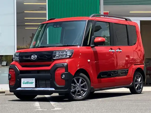 ダイハツ タント ファンクロス 静岡県 2022(令4)年 0.1万km コンパーノレッド エンジンスタートボタン/保証書/取扱説明書/パワーステアリング/パワーウィンドウ/アイドリングストップ/スマートキー/スペアキー１本/オートエアコン/USB入力端子/バックカメラ/純正メモリナビ（CD/DVD/フルセグ）/ベンチシート/D席N席シートヒーター/両側パワースライドドア/ルーフレール/純正アルミホイール/ABS/横滑り防止装置/コーナーセンサー前後/レーンキープアシスト/盗難防止装置/オートライト/オートマチックハイビーム/LEDヘッドライト/Wプラスサイドエアバック/カーテンエアバック/衝突軽減システム