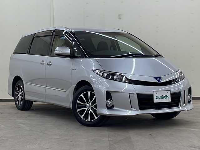 トヨタ エスティマ ハイブリッド アエラス プレミアムエディション 道央・札幌 2015(平27)年 7.1万km シルバーM /4WD//純正フルセグナビ/（AM/FM/BT/SD）//純正17インチAW//EVモード//SNOWモード//寒冷地仕様//ワイパーデアイサー//クルーズコントロール//ハーフレザーシート//D席パワーシート//パワーバックドア//AC100V//セカンドシートオットマン//横滑り防止装置//冬タイヤ社外AW積込有り