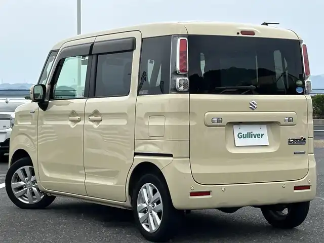 スズキ スペーシア HYBRID X 島根県 2018(平30)年 4.1万km シフォンアイボリーM 登録時走行距離40993km/取扱説明書【車両/ナビ】/保証書/4WD/純正8インチナビ【CD/DVD/Bluetooth】/フルセグテレビ/全周囲カメラ/両側パワースライドドア/衝突軽減ブレーキ/プッシュスタート/スマートキー(スペアスマート×1)/レーンキープアシスト/LEDヘッドライト/オートライト/フォグランプ/コーナーセンサー/前席シートヒーター/ドライブレコーダー/ETC/純正14インチアルミ