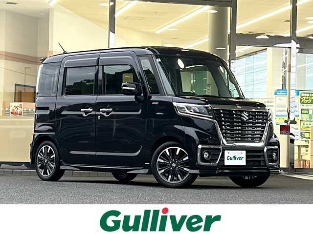 スズキ スペーシア カスタム HYBRID XS ターボ 福島県 2020(令2)年 9.9万km ブルーイッシュブラックパール3 登録時走行距離：98576km/ワンオーナー/純正ナビ/ (フルセグTV/DVD/CD/SD/AM/FM)/プッシュスタート/クルーズコントロール/パドルシフト/ステアリングスイッチ/革巻きステアリング/シートヒーター/ (D席)/ハーフレザーシート/純正フロアマット/両側パワースライドドア/純正15インチAW/ドアバイザー/電動格納ミラー/ウィンカーミラー/LEDヘッドライト/フォグランプ/オートライト/アイドリングストップ/横滑り防止装置/パーキングセンサー/レーンキープアシスト/衝突被害軽減システム/スマートキー/スペアキー×１/保証書/取扱説明書
