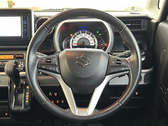 スズキ スペーシア カスタム HYBRID XS ターボ 福島県 2020(令2)年 9.9万km ブルーイッシュブラックパール3 登録時走行距離：98576km/ワンオーナー/純正ナビ/ (フルセグTV/DVD/CD/SD/AM/FM)/プッシュスタート/クルーズコントロール/パドルシフト/ステアリングスイッチ/革巻きステアリング/シートヒーター/ (D席)/ハーフレザーシート/純正フロアマット/両側パワースライドドア/純正15インチAW/ドアバイザー/電動格納ミラー/ウィンカーミラー/LEDヘッドライト/フォグランプ/オートライト/アイドリングストップ/横滑り防止装置/パーキングセンサー/レーンキープアシスト/衝突被害軽減システム/スマートキー/スペアキー×１/保証書/取扱説明書