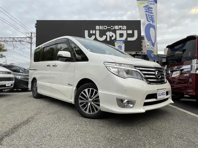 日産 セレナ HWS S HV Vエアロ+Sefty Aセーフ 兵庫県 2015(平27)年 9.6万km ブリリアントホワイトパール (株)IDOMが運営する【じしゃロン西宮店】の自社ローン対象車両になります。こちらは現金ご利用時の価格です。自社ローンご希望の方は別途その旨お申付け下さい。/＊ETC/＊バックカメラ/＊全方位カメラ/＊パワステ/＊パワーウィンドウ/＊フルセグ/＊クルーズコントロールあり/＊両側パワスラ/＊横滑り防止装置/＊コーナーセンサー/＊レーンキープアシスト/＊オートライト/＊衝突被害軽減システム/＊フリップダウンモニター