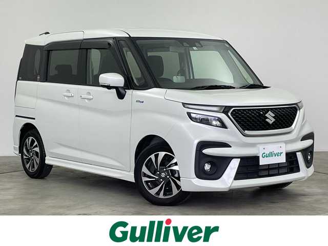 スズキ ソリオ バンディット HV MV 群馬県 2022(令4)年 0.6万km ピュアホワイトP 純正９インチナビ　全方位モニター　両側パワースライドドア　レーダークルーズコントロール　ハイビームアシスト　シートヒーター　純正１５インチＡＷ　ステアリングリモコン　ヘッドアップディスプレイ　禁煙車