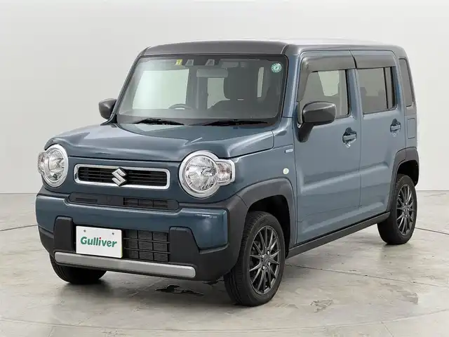 スズキ ハスラー HYBRID G 福岡県 2021(令3)年 2.7万km デニムブルー ガンメタリック 2トーン 社外ナビ（フルセグＴＶ）　/コーナーセンサー　/衝突被害軽減システム　/横滑り防止装置　/レーンキープ　/アイドリングストップ　/前席シートヒーター　/オートライト　/社外１５インチアルミホイール　/プッシュスタート