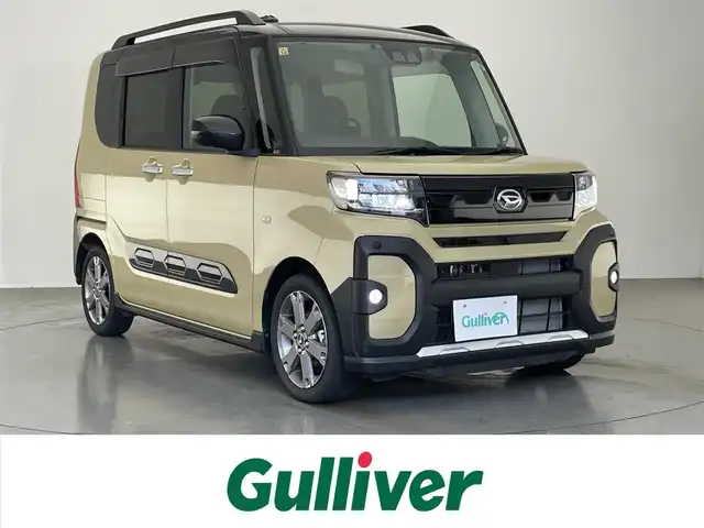 ダイハツ タント ファンクロスターボ 愛知県 2023(令5)年 1.2万km ブラックマイカメタリック/サンドベージュメタリック 純正１０型ナビ　全方位カメラ　禁煙車　シートヒーター　両側パワスラ　ナビ連動ドラレコ　ＨＤＭＩ　ＥＴＣ２．０　ルーフレール　スマアシIII　衝突軽減　追従クルコン　コーナーセンサー　ＬＥＤライト　フォグ　ツートンカラー　ドアバイザー　