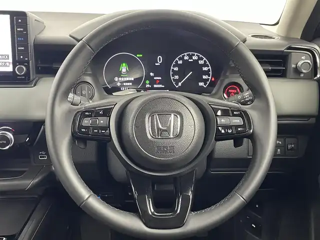 ホンダ ヴェゼル ハイブリッド e:HEV X HuNTパッケージ 埼玉県 2025(令7)年 0.3万km 青 純正ナビ（Bluetooth/CD/DVD/AM/FM）/フルセグTV/バックカメラ/レーダークルーズコントロール/横滑り防止装置/盗難防止装置/ダウンヒルアシストコントロール/衝突軽減システム/LEDヘッドライト/パドルシフト/ETC/ドライブレコーダー/スマートキー