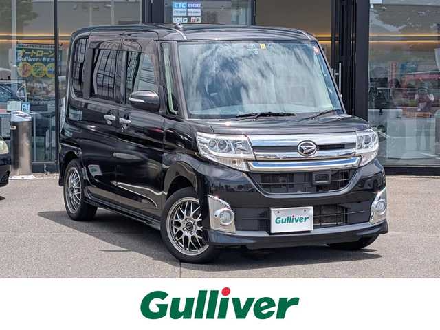 ダイハツ タント カスタム RS SA 福井県 2014(平26)年 11.6万km ブラックマイカメタリック バックカメラ/衝突被害軽減システム/横滑り防止装置/LEDヘッドライト/Fフォグ/両側パワースライドドア/ETC/前後ドライブレコーダー/純正SDナビ（CD/DVD/BT/USB/iPod）/フルセグテレビ/盗難防止装置/アイドリングストップ/ダブル＋サイドエアバッグ/純正フロアマット/スマートキー